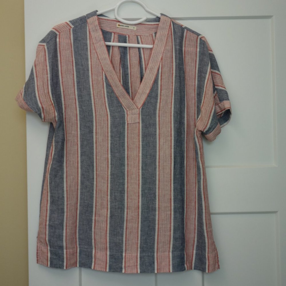 Marine Layer Women's Blouse Striped Blue Red White size Small